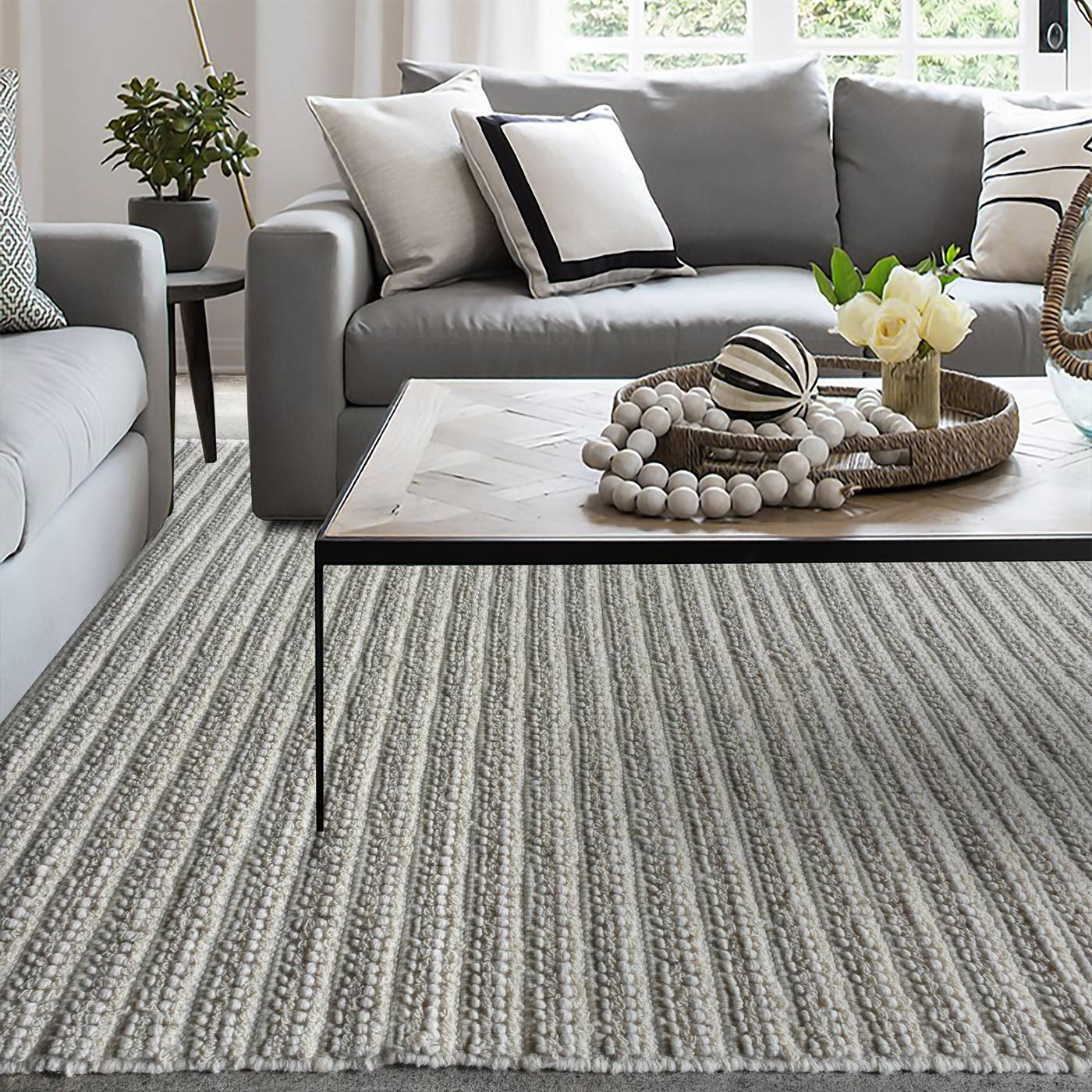 Area Rug, Bedroom Rug, Living Room Rug, Living Area Rug, Indian Rug, Office Carpet, Office Rug, Shop Rug Online, Natural White, Wool, Hand Woven, Pitloom, All Loop, Textured 