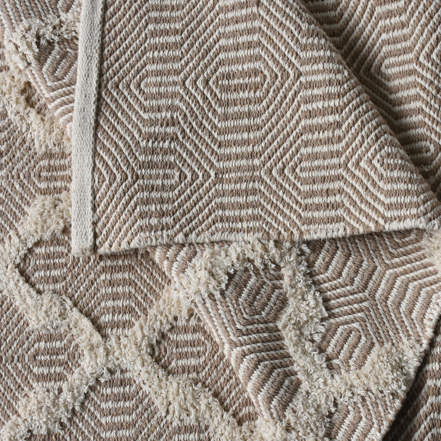 TINSLEY RUG - BEIGE/IVORY - HANDWOVEN - COTTON
