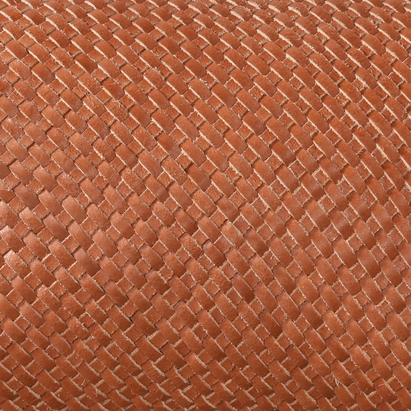 Tongo Cushion, Italian Leather, Tan, Hm Stitching, Flat Weave