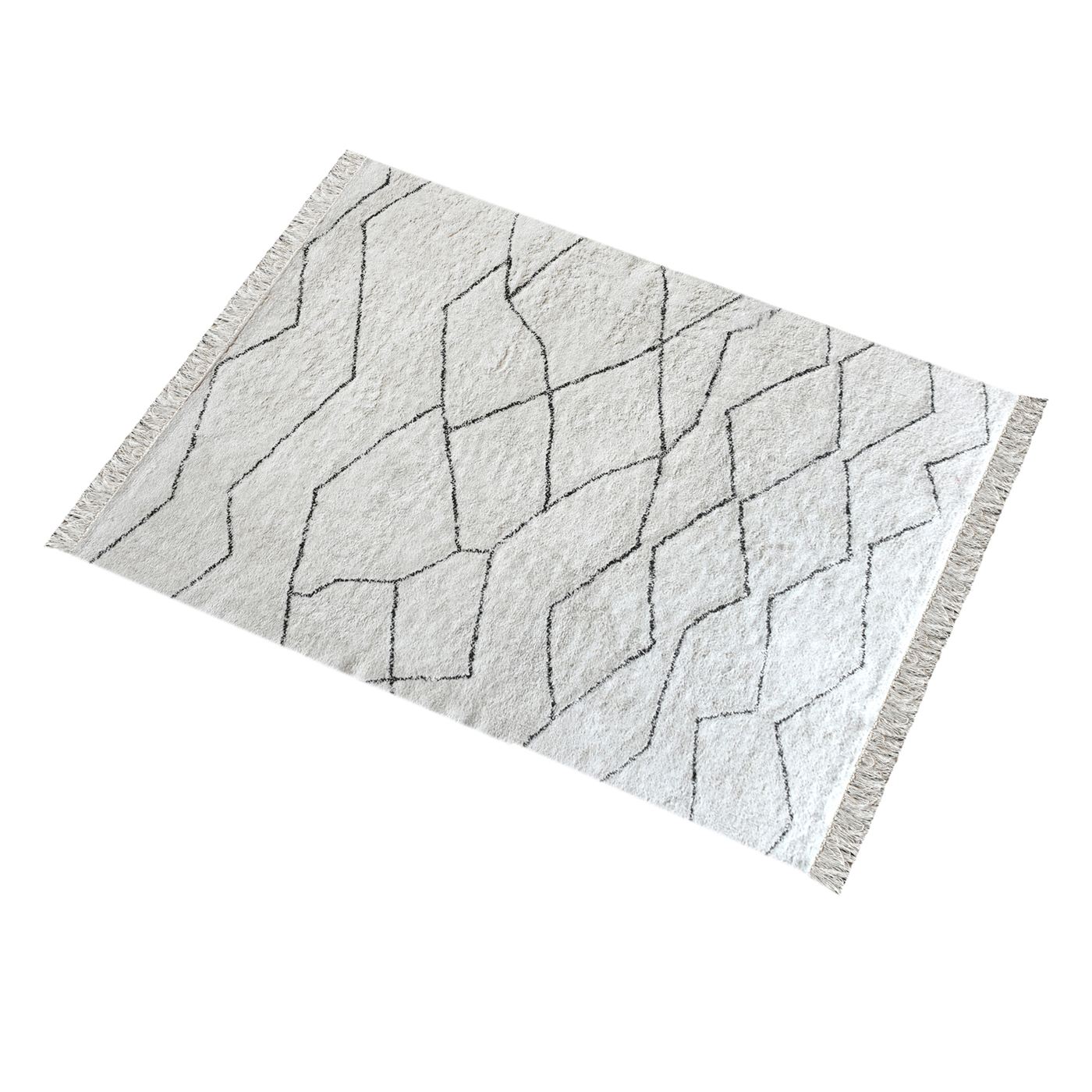 Area Rug, Bedroom Rug, Living Room Rug, Living Area Rug, Indian Rug, Office Carpet, Office Rug, Shop Rug Online, Cotton, Natural White, Charcoal, Bm Fn, All Cut, Geometrical