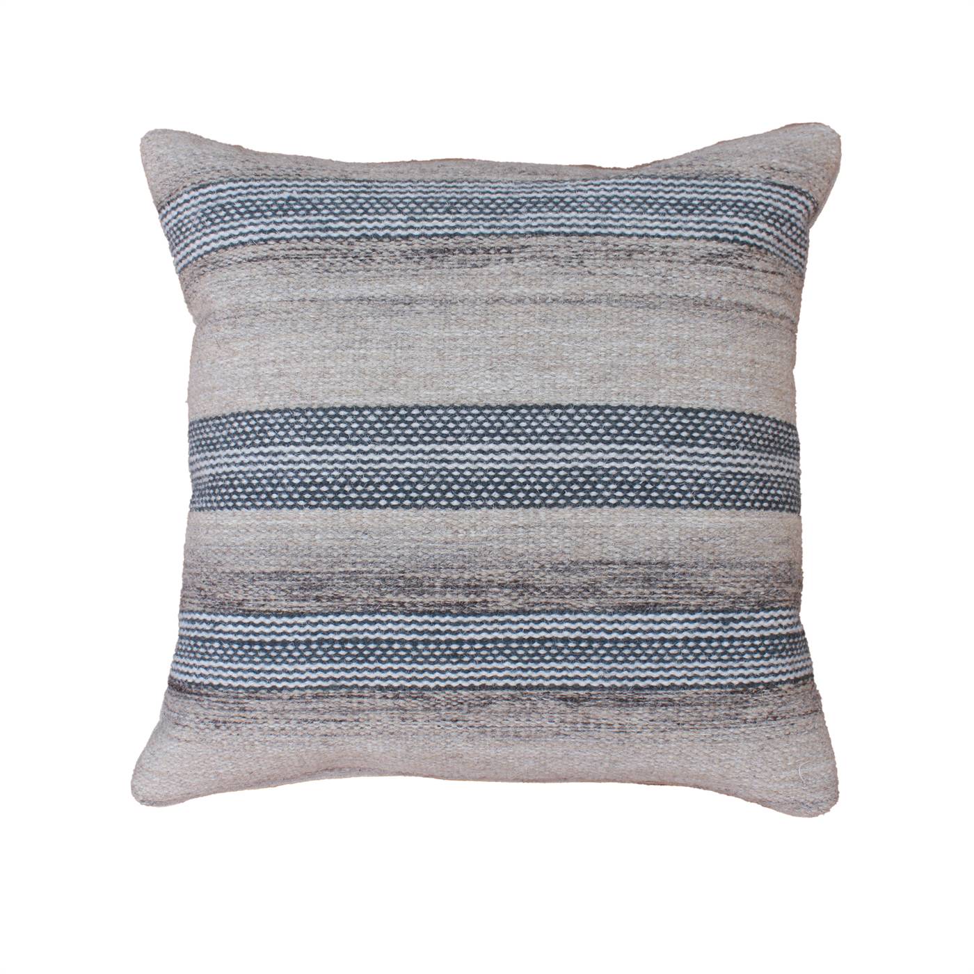 Trimble Cushion, 56x56 cm, Beige, Grey, Wool, Hand Woven, Pitloom, Flat Weave