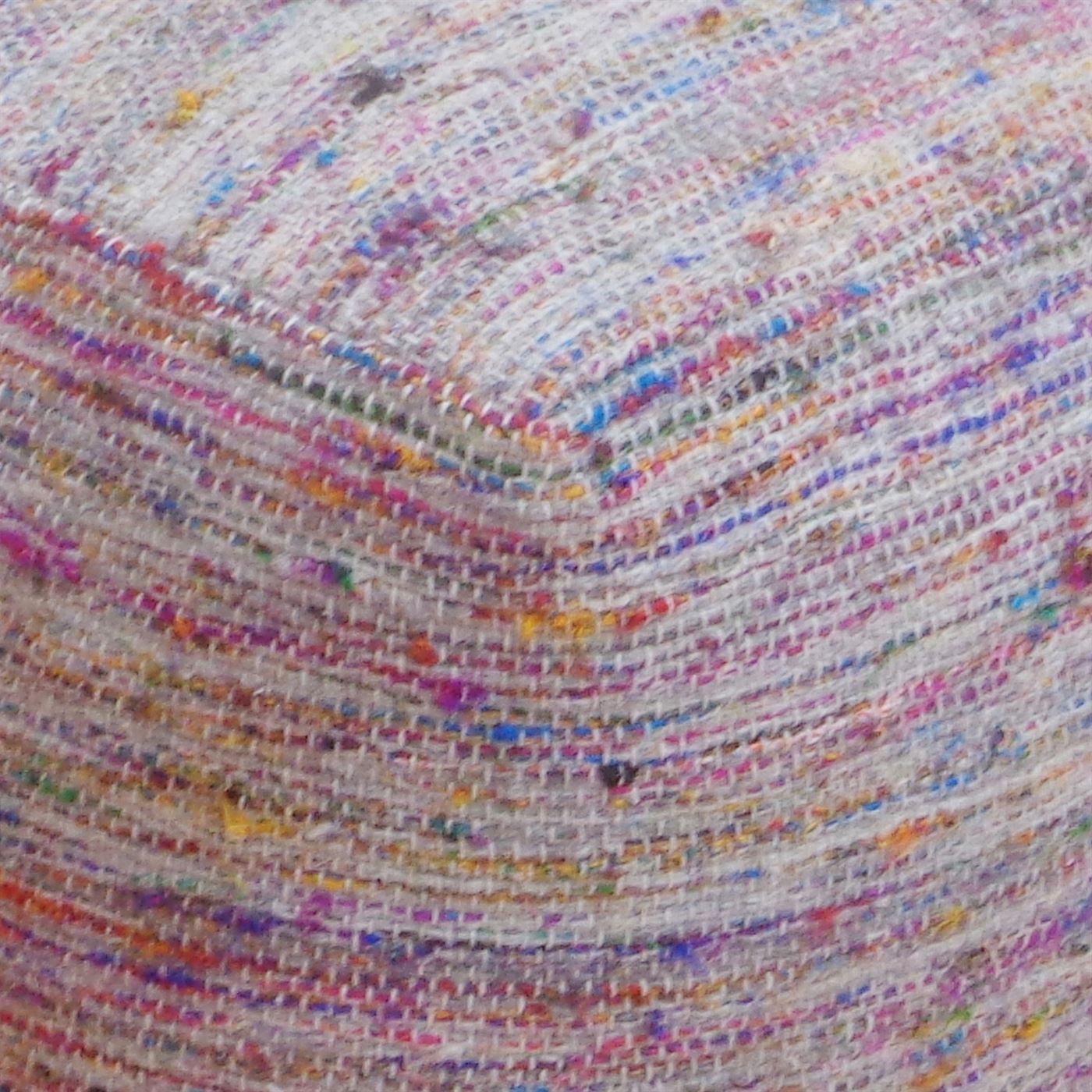 Trinity Pouf, Wool/ Polyester, Grey/Multi, Pitloom, Flat Weave 
