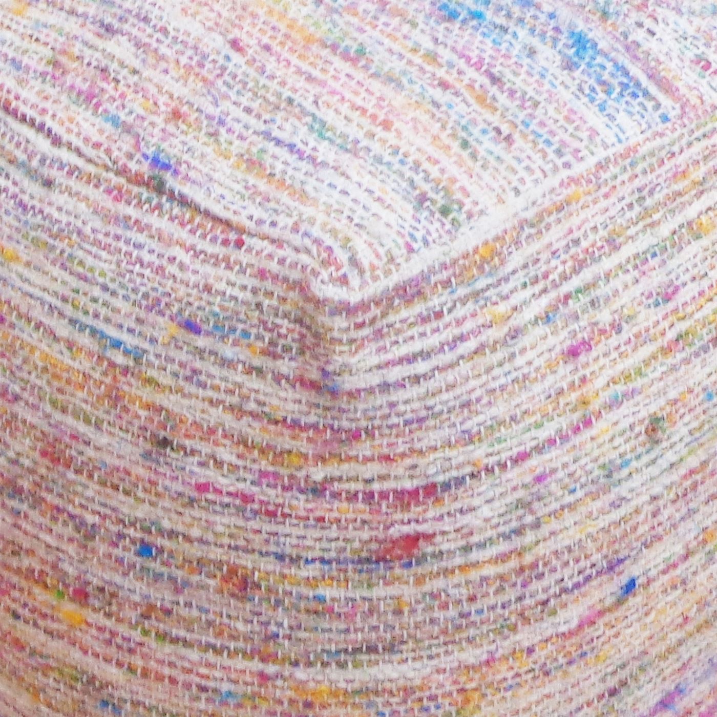 Trinity Pouf, Wool/ Polyester, Natural White/ Multi, Pitloom, Flat Weave 