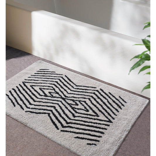 SERNA BATH RUG - IVORY/BROWN - COTTON - TABLE TUFTED