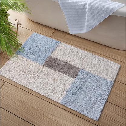 ERASMUS BATH RUG - IVORY/BEIGE/BLUE - COTTON - TABLE TUFTED
