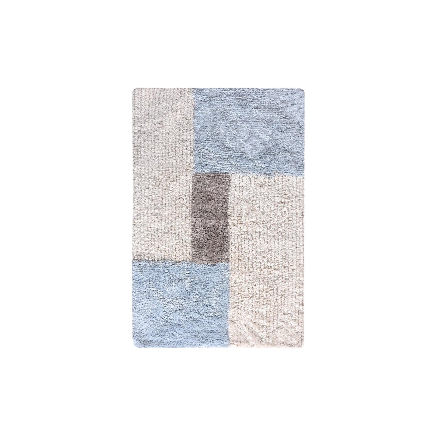 ERASMUS BATH RUG - IVORY/BEIGE/BLUE - COTTON - TABLE TUFTED