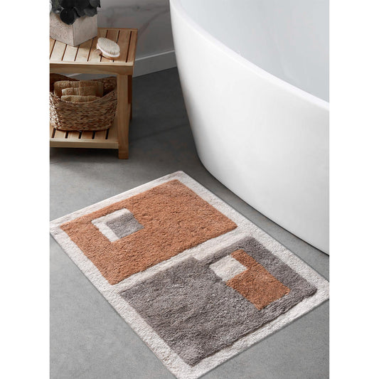 LUFHER BATH RUG - IVORY/BROWN/GREY - COTTON - TABLE TUFTED