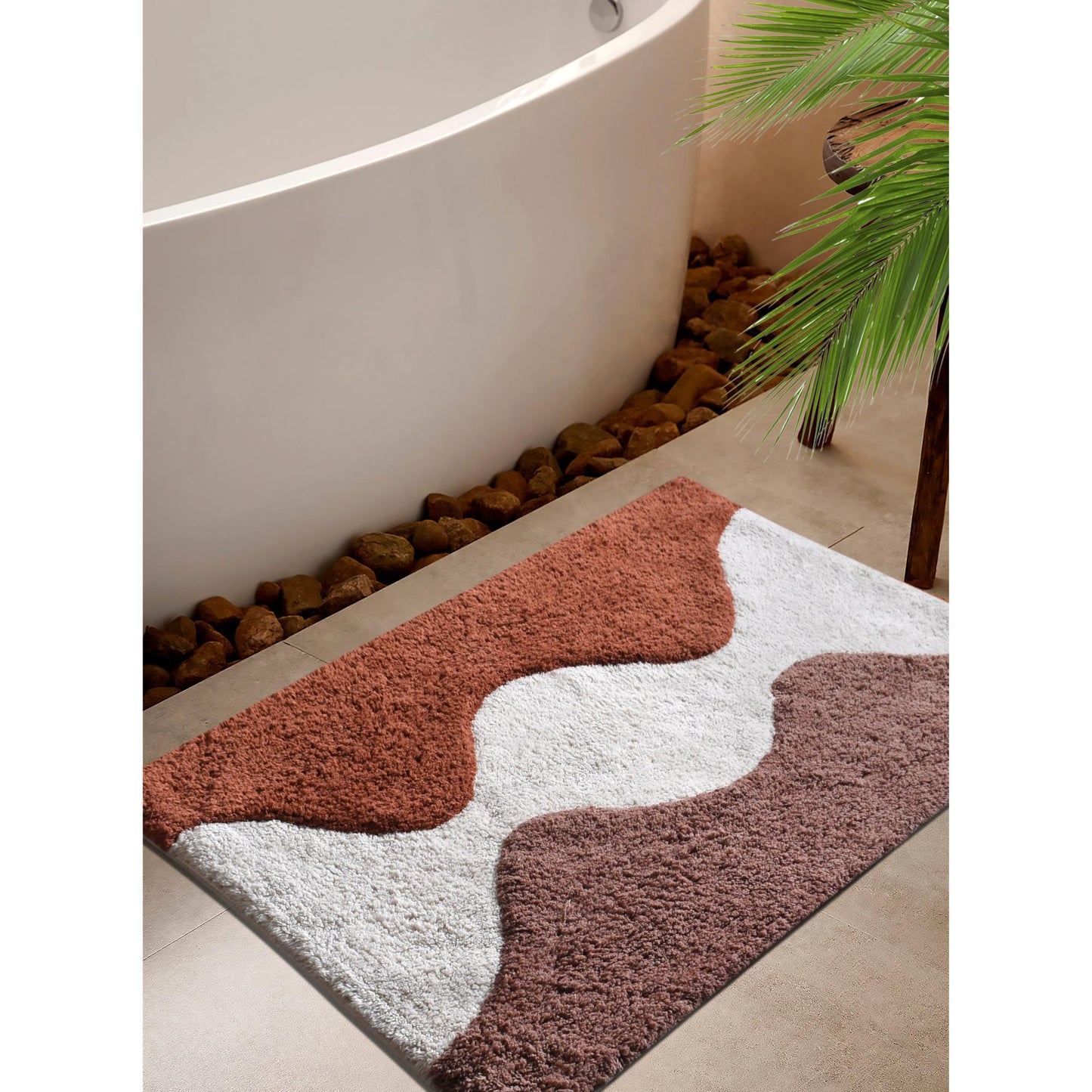 SKILPAD BATH RUG - IVORY/BROWN - COTTON - TABLE TUFTED
