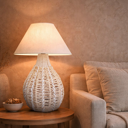 TRIVEN TABLE LAMP - BEIGE - HAND MADE - WOOL/JUTE