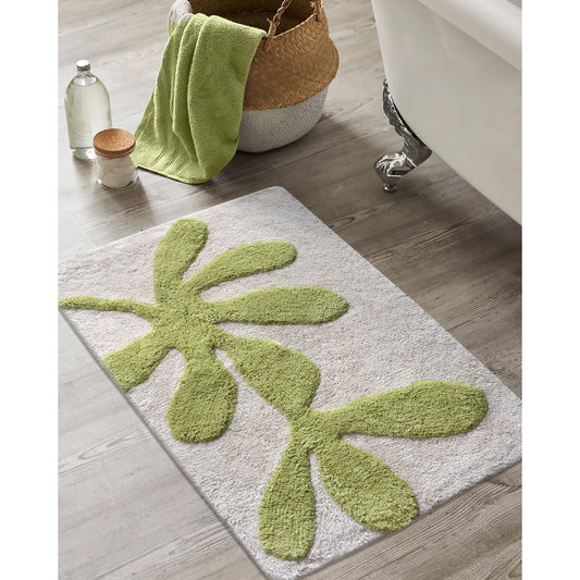 MALUTI BATH RUG - IVORY/GREEN - COTTON - TABLE TUFTED