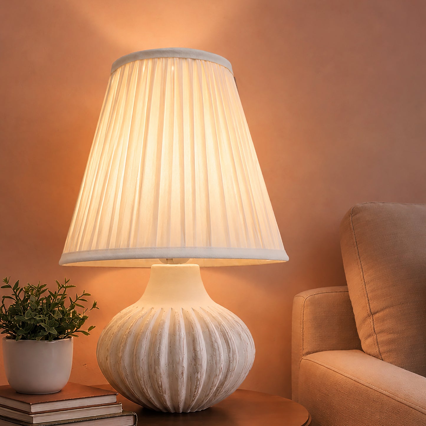 TURIN TABLE LAMP - IVORY - HAND MADE - COTTON