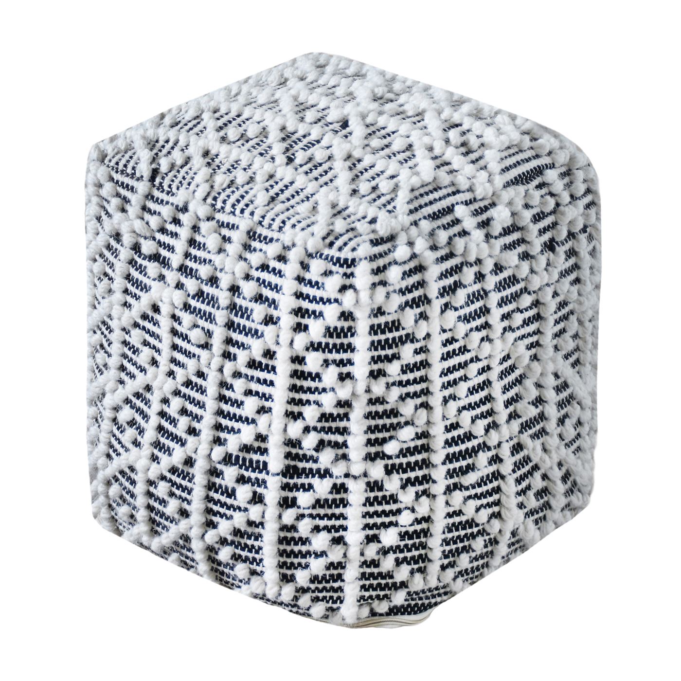 Vaal Pouf, Wool, Natural White/Charcoal, Pitloom, All Loop