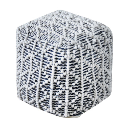 Vaal Pouf, Wool, Natural White/Charcoal, Pitloom, All Loop
