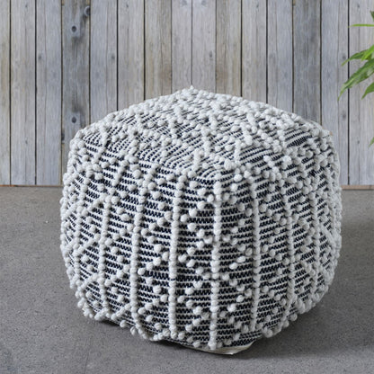 Vaal Pouf, Wool, Natural White/Charcoal, Pitloom, All Loop 