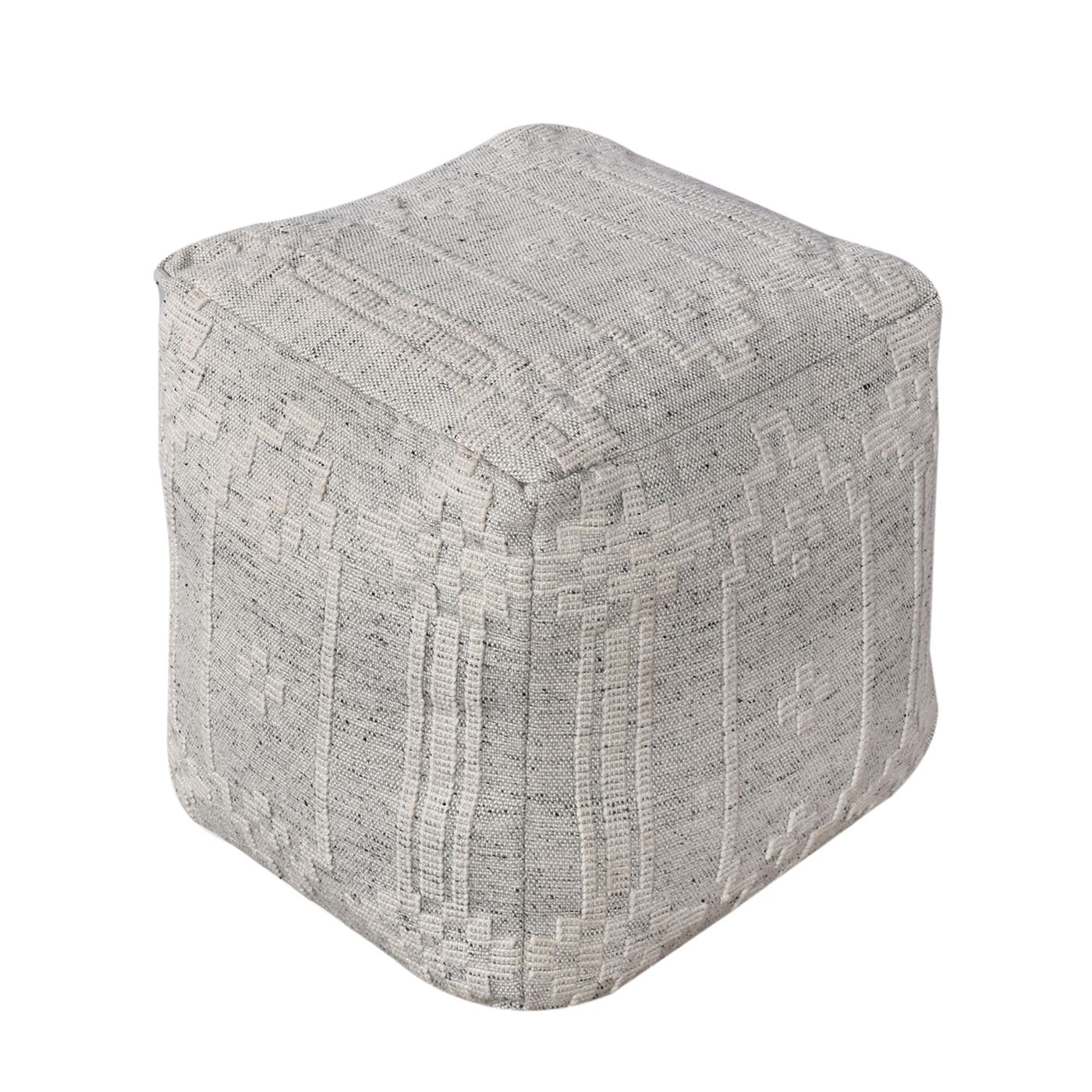 Valence Pouf, Pet, Grey/ Natural White, Pitloom, Flat Weave 