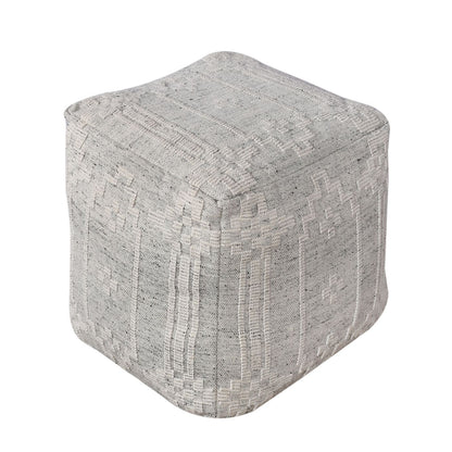 Valence Pouf, Pet, Grey/ Natural White, Pitloom, Flat Weave 