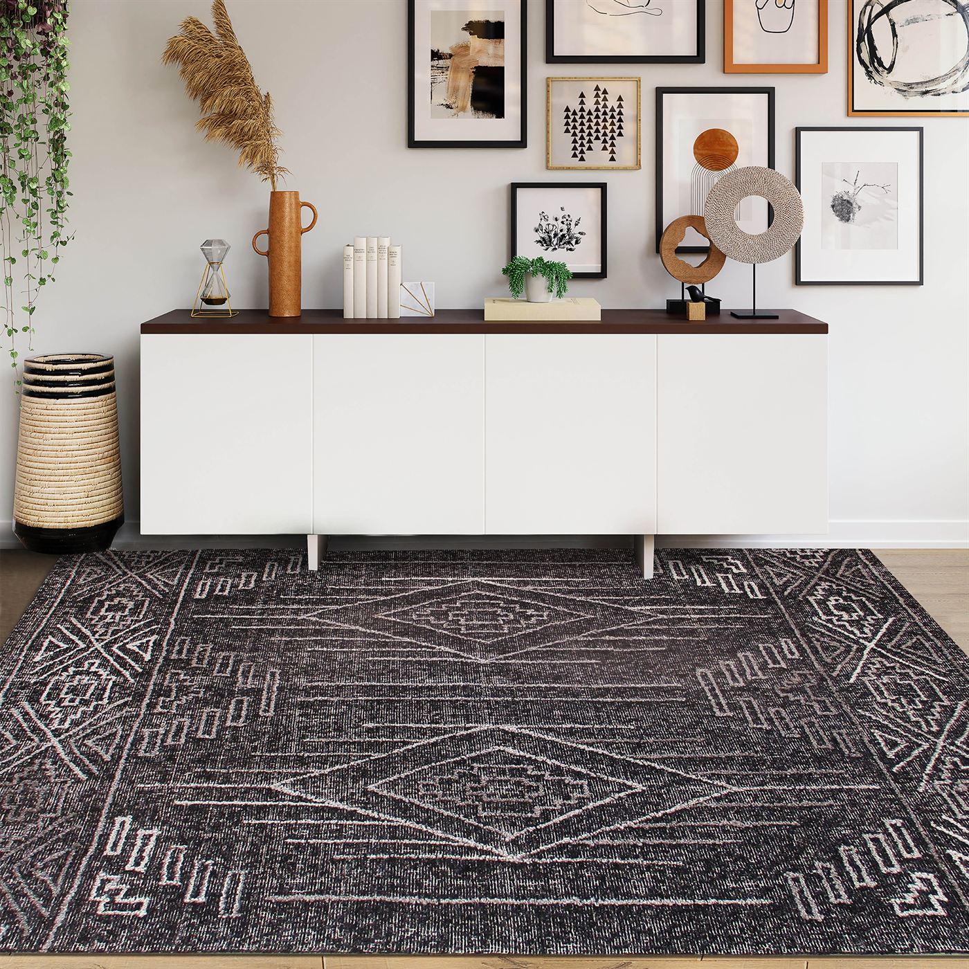 Area Rug, Bedroom Rug, Living Room Rug, Living Area Rug, Indian Rug, Office Carpet, Office Rug, Shop Rug Online, Wool, Charcoal, Hand woven, All Loop, Traditional