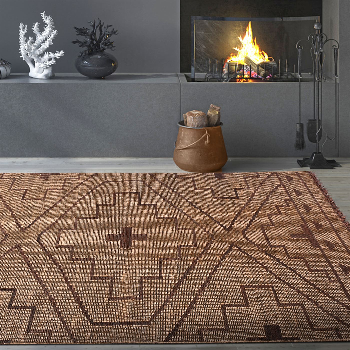 Area Rug, Bedroom Rug, Living Room Rug, Living Area Rug, Indian Rug, Office Carpet, Office Rug, Shop Rug Online, Jute, Leather, Natural, Brown, Punja, Flat Weave, tribal