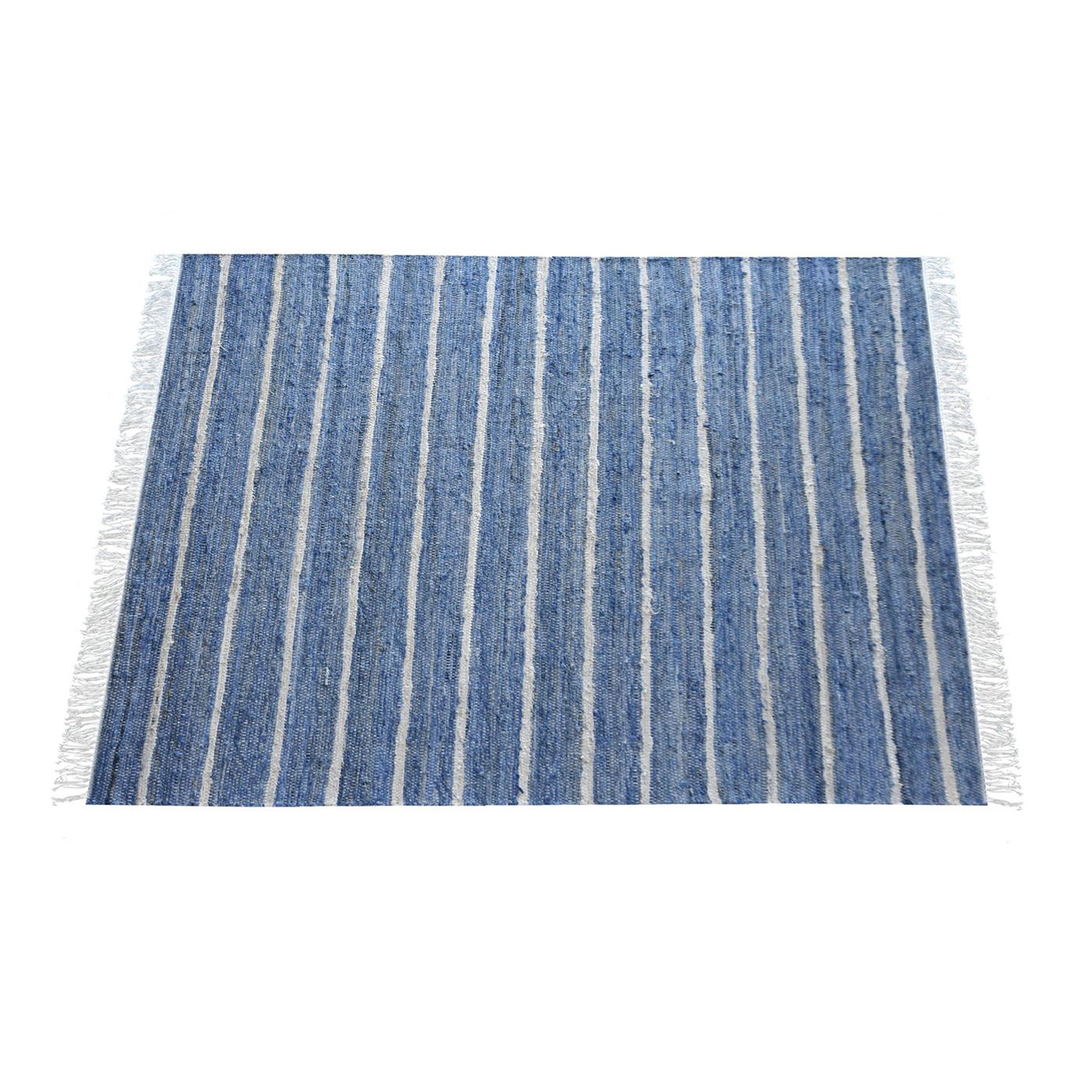 Area Rug, Bedroom Rug, Living Room Rug, Living Area Rug, Indian Rug, Office Carpet, Office Rug, Shop Rug Online,  Recycled Fabric, Blue, Pitloom, Flat Weave, Stripes