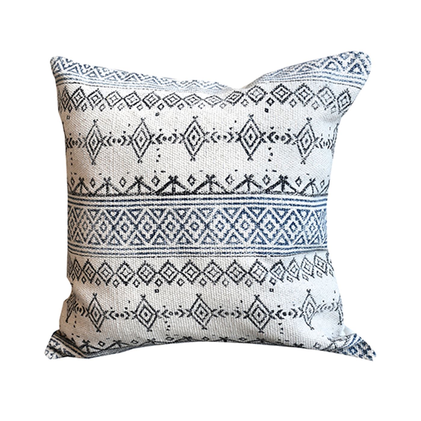 Venlo Pillow, Cotton, Printed, Natural White, Charcoal, Pitloom, Flat Weave