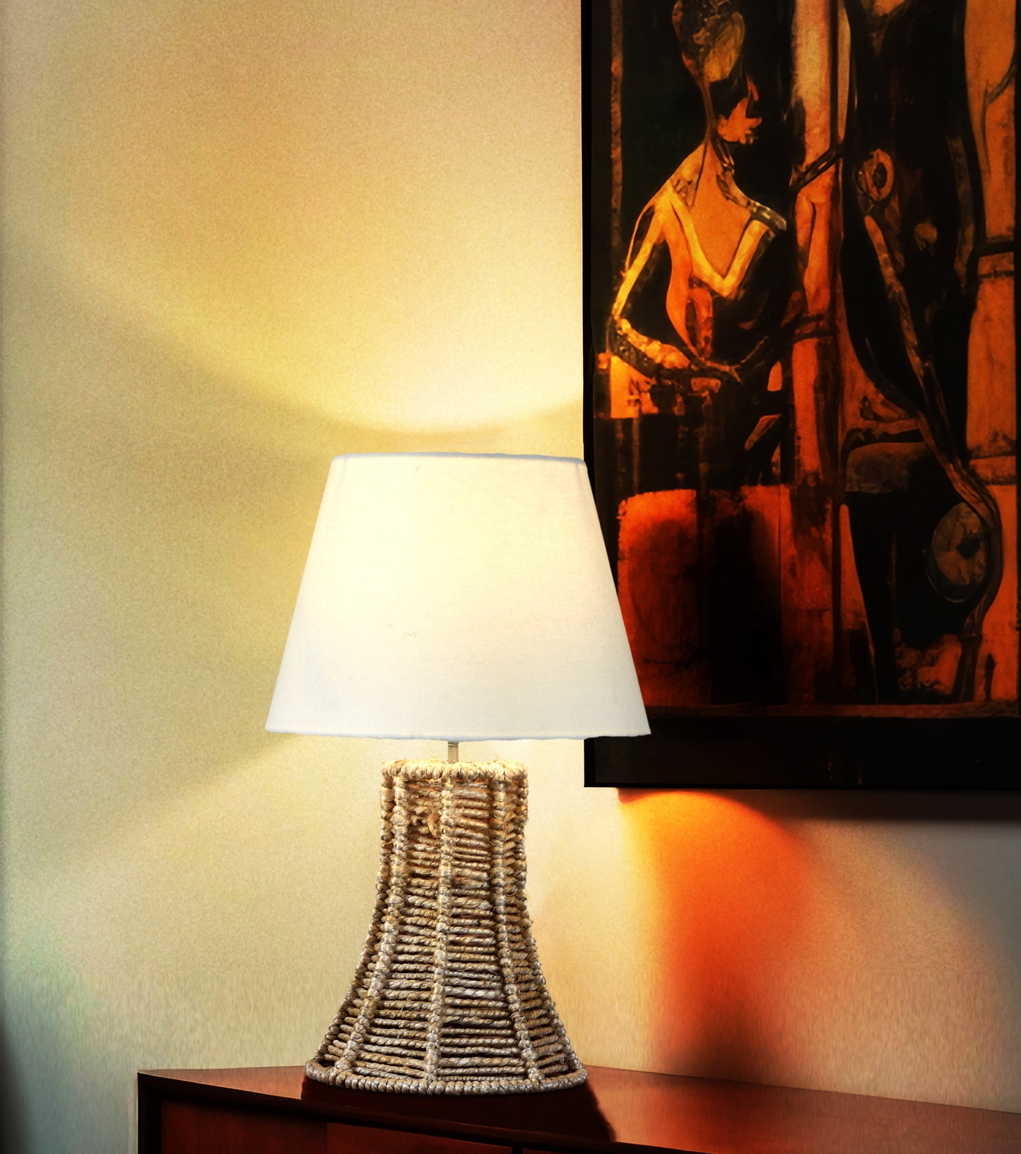 VENORA TABLE LAMP - NATURAL - HAND MADE - JUTE