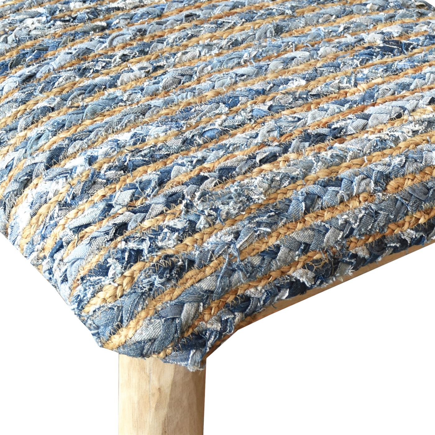 Venray Foot Stool, Hemp/ Denim, Blue/ Natural