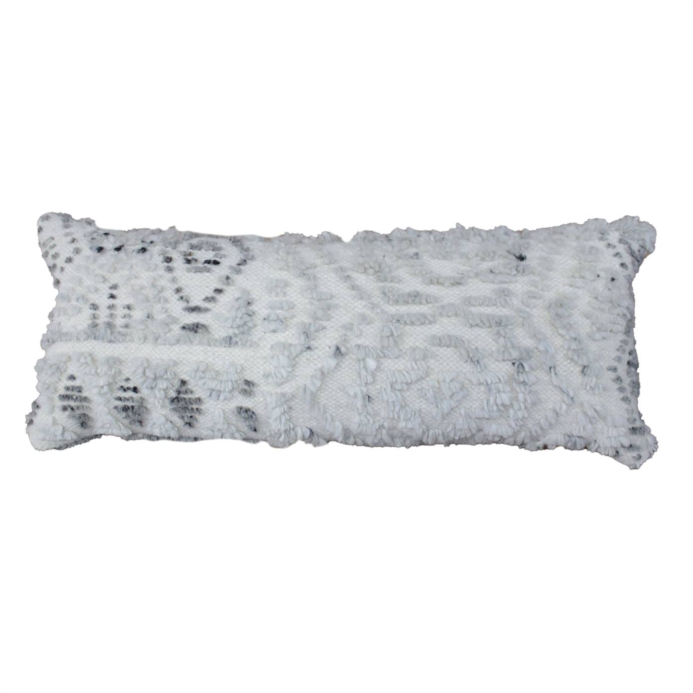 Verde Lumber Cushion-II, 36x91 cm, Natural White, Grey, Wool, Hand Knotted, Handknotted, All Cut