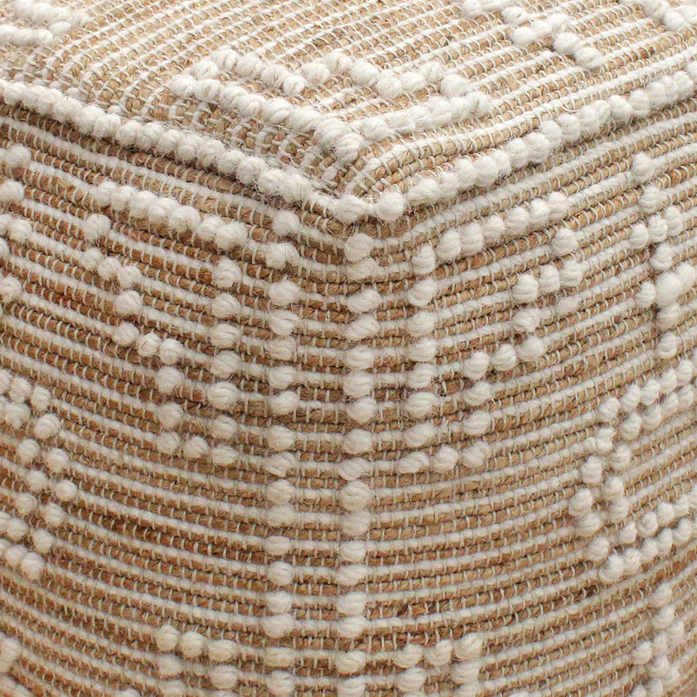 Verla Pouf, Jute/ Wool, Natural/ Natural White, Pitloom, All Loop 