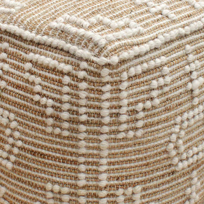 Verla Pouf, Jute/ Wool, Natural/ Natural White, Pitloom, All Loop 