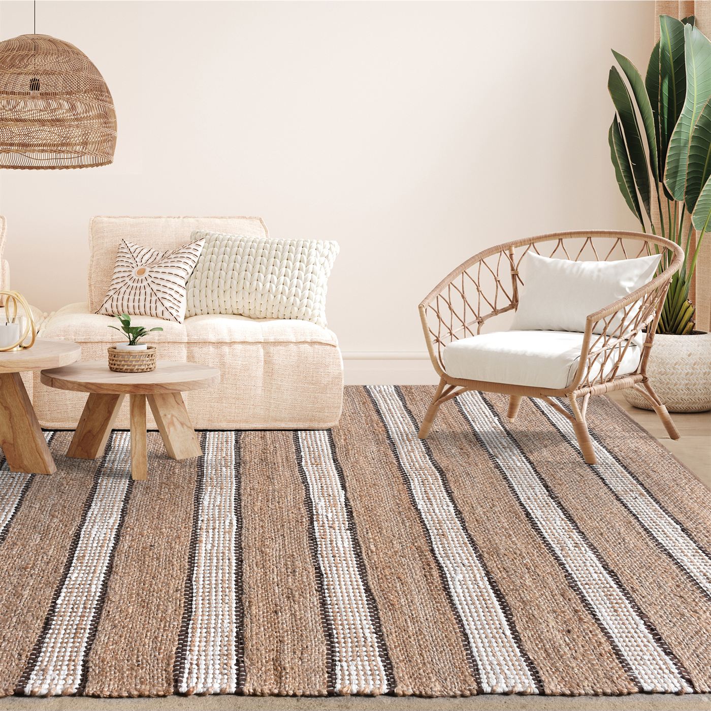 Area Rug, Bedroom Rug, Living Room Rug, Living Area Rug, Indian Rug, Office Carpet, Office Rug, Shop Rug Online, Hemp, Leather, Polyester, Natural, Brown, Pitloom, Flat Weave, Stripe