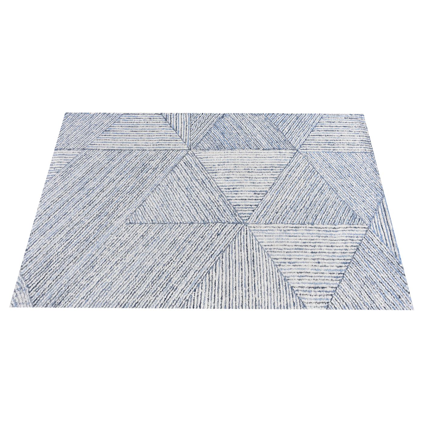 Area Rug, Bedroom Rug, Living Room Rug, Living Area Rug, Indian Rug, Office Carpet, Office Rug, Shop Rug Online, Denim, Wool, Natural White, Blue, Hand woven, Cut And Loop, Modern