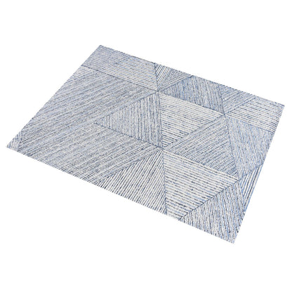 Area Rug, Bedroom Rug, Living Room Rug, Living Area Rug, Indian Rug, Office Carpet, Office Rug, Shop Rug Online, Denim, Wool, Natural White, Blue, Hand woven, Cut And Loop, Modern