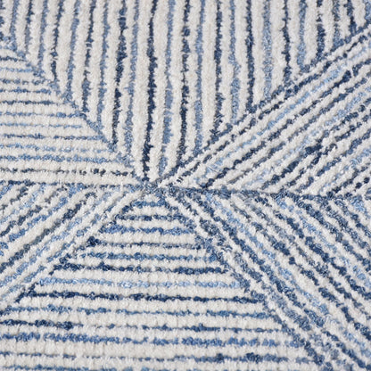 Area Rug, Bedroom Rug, Living Room Rug, Living Area Rug, Indian Rug, Office Carpet, Office Rug, Shop Rug Online, Denim, Wool, Natural White, Blue, Hand woven, Cut And Loop, Modern