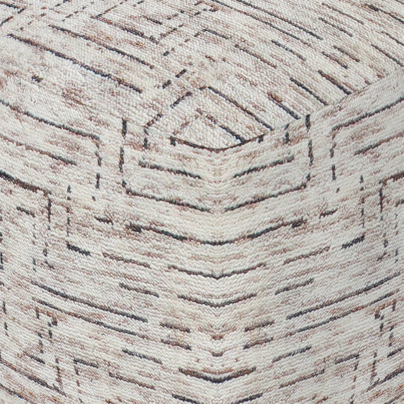 Volusia Pouf, 40x40x40 cm, Natural White, Wool, Hand Knotted, Handknotted, All Cut