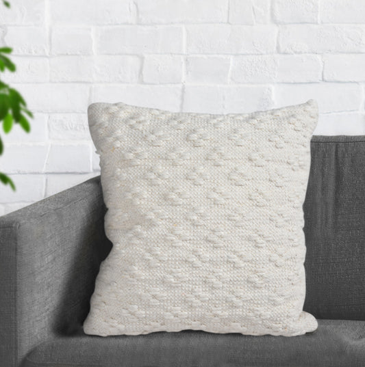 VIGNALE CUSHION - HANDWOVEN - WOOL - IVORY