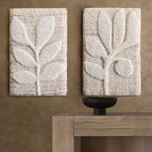 NAREDO-II AND SOLICO-II WALL FRAME - IVORY - HAND WOVEN / OVER TUFTED - WOOL & WOOD FRAME