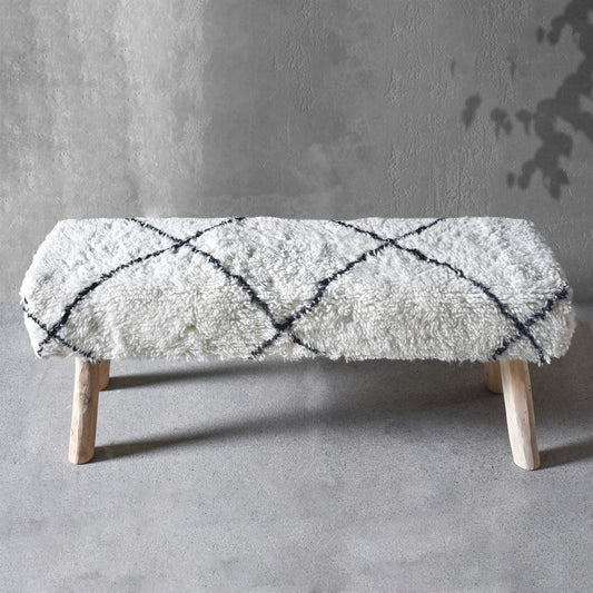 Walmer Bench, Nz Wool, Natural White, Charcoal, BM FN / ALL CUT