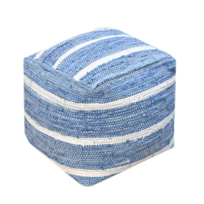 Wanton Pouf, Cotton, Blue, Pitloom, Flat Weave 