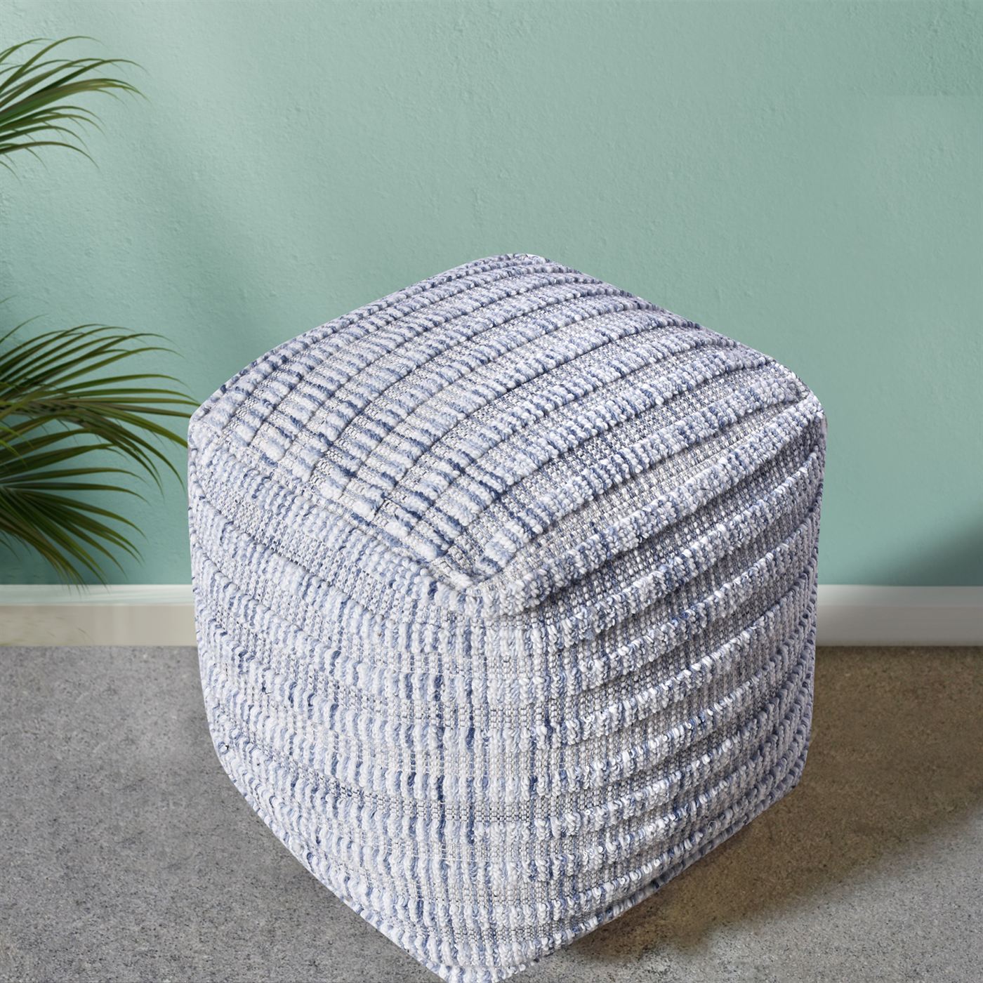 Wasta Pouf, Pet, Blue, Hand woven / All Loop