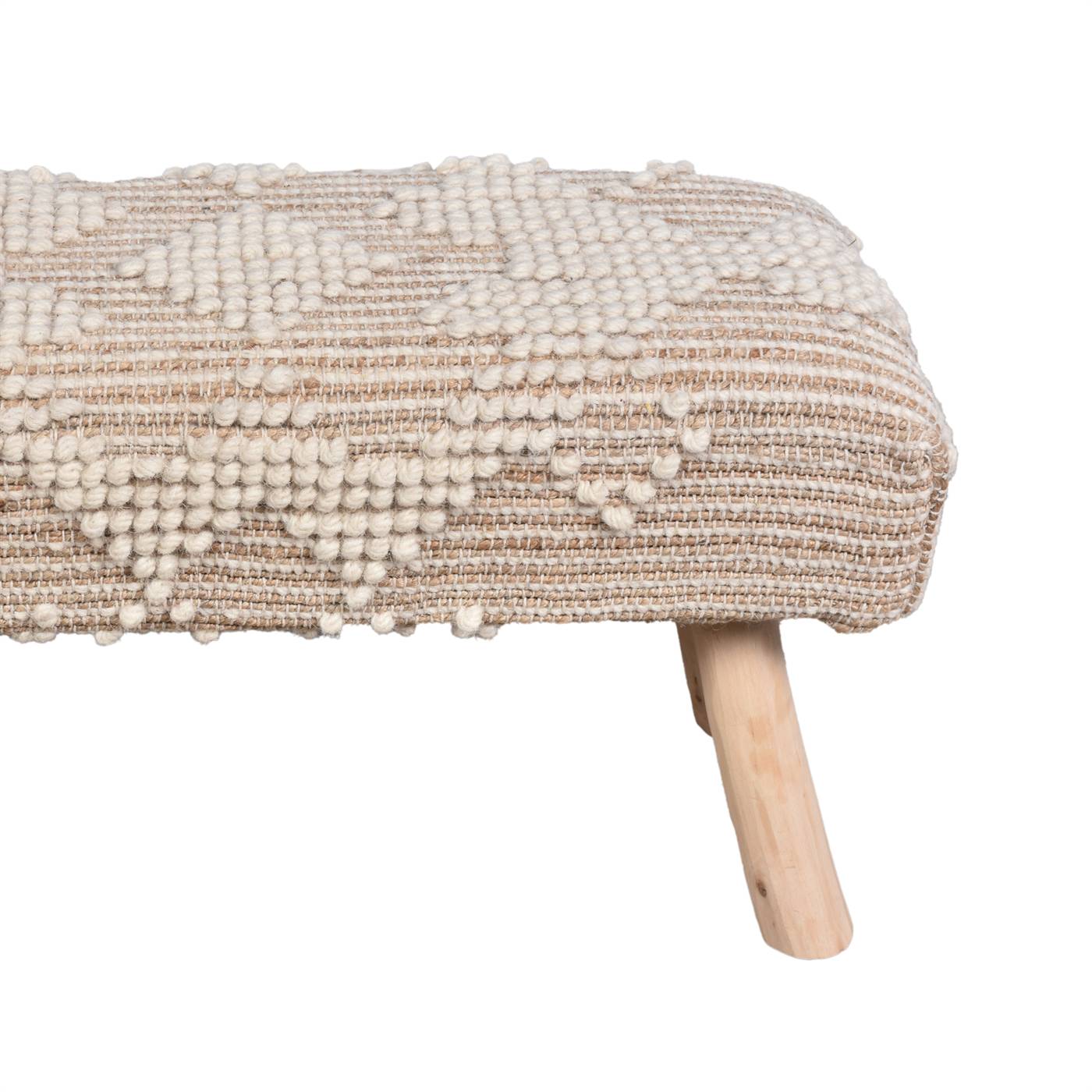 Wedge Bench, 80x30x40 cm, Natural, Natural White, Jute, Wool, Hand Woven, Pitloom, All Loop