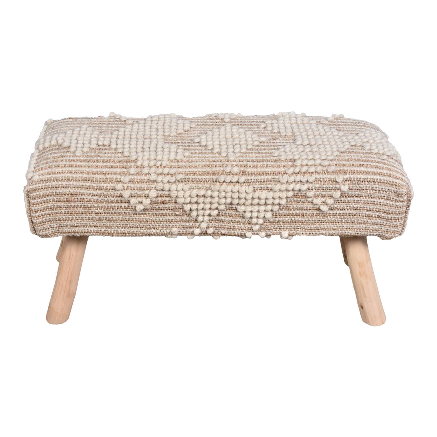 Wedge Bench, 80x30x40 cm, Natural, Natural White, Jute, Wool, Hand Woven, Pitloom, All Loop