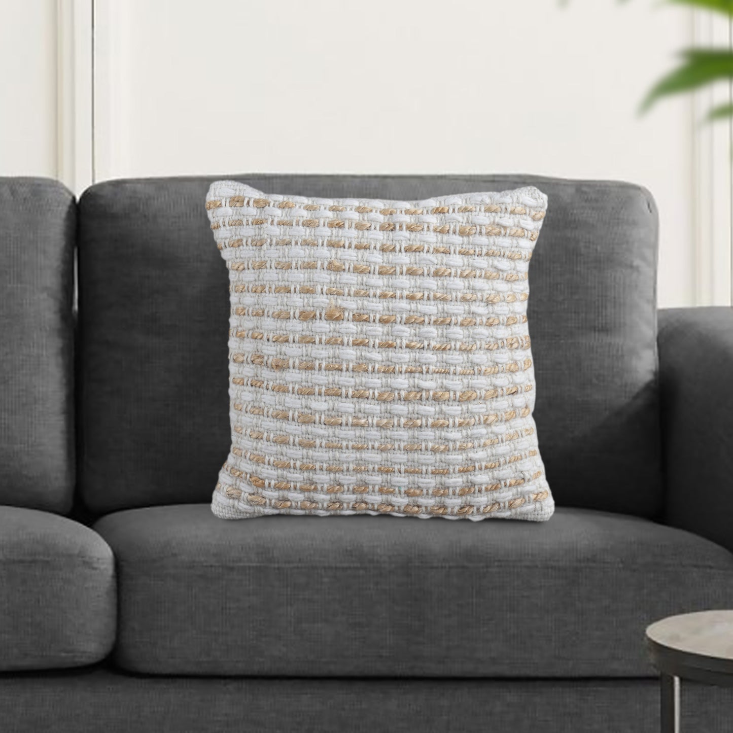 WEISZ CUSHION - JUTE/WOOL - IVORY/NATURAL - HANDWOVEN