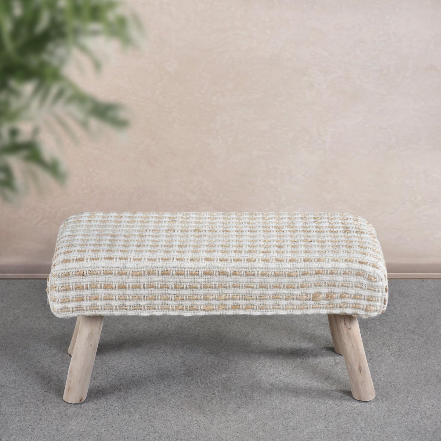 WEISZ BENCH - IVORY/NATURAL - HAND WOVEN - JUTE/WOOL