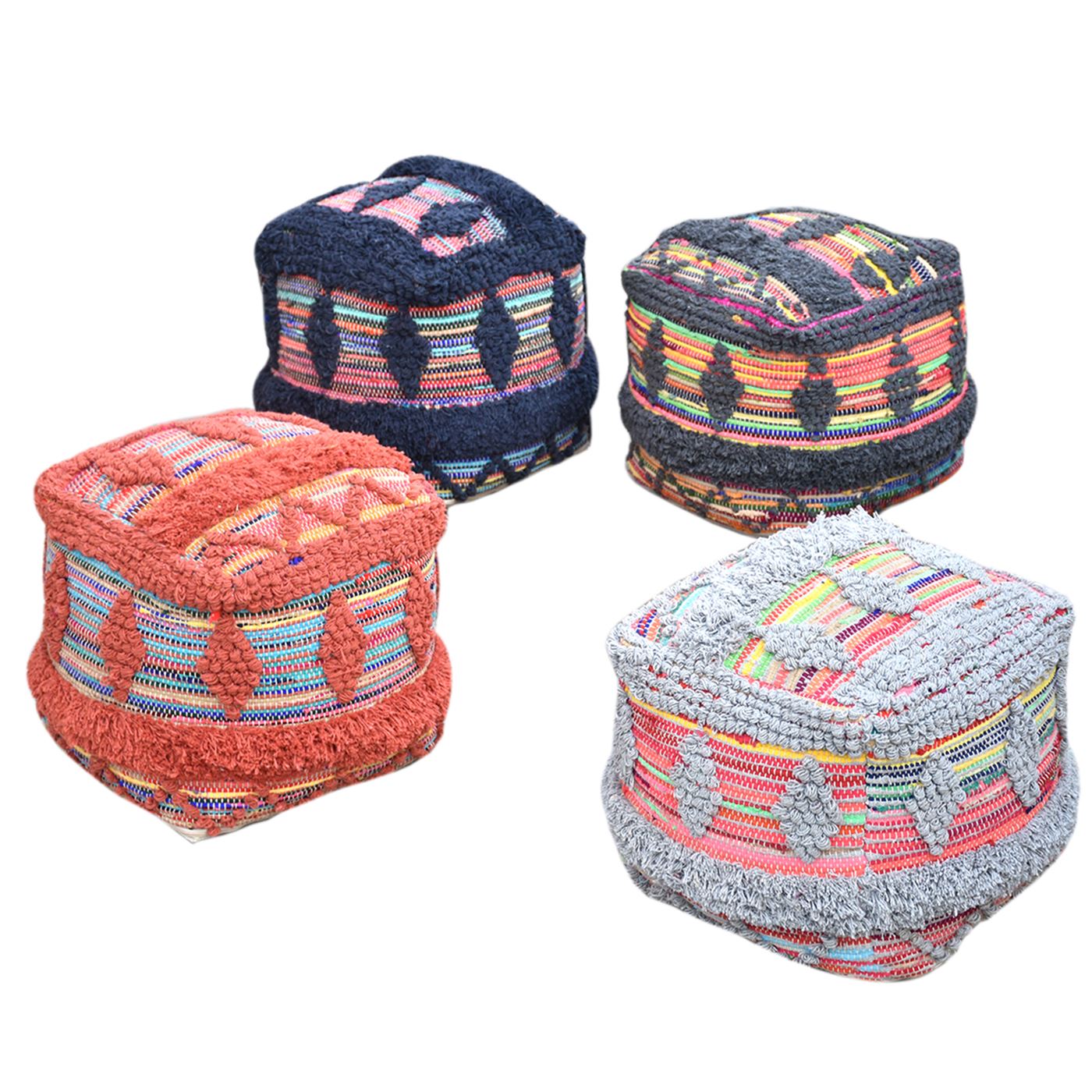 Wexford Pouf, Cotton/ Recycled Fabric