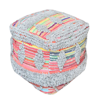 Wexford Pouf, Cotton/ Recycled Fabric, Natural/ Multi