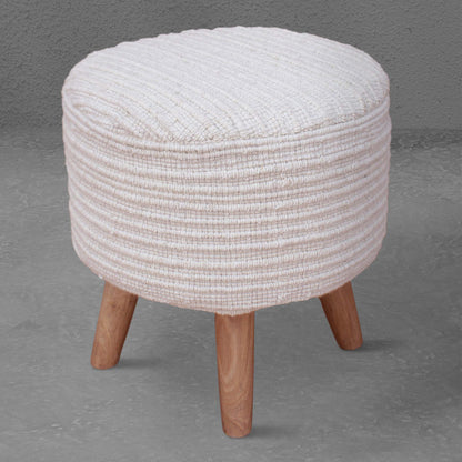 WILCOX-II ROUND STOOL - WOOL - HANDWOVEN - IVORY