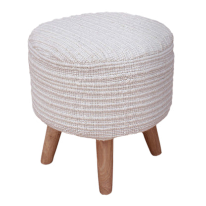 WILCOX-II ROUND STOOL - WOOL - HANDWOVEN - IVORY