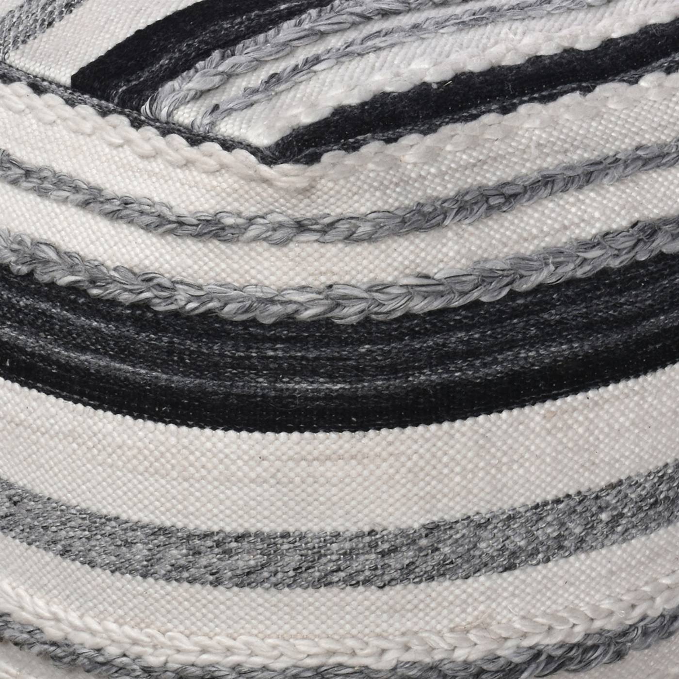 Willis Pouf, 40x40x40 cm, Natural White, Grey, PET, Hand Woven, Pitloom, Flat Weave