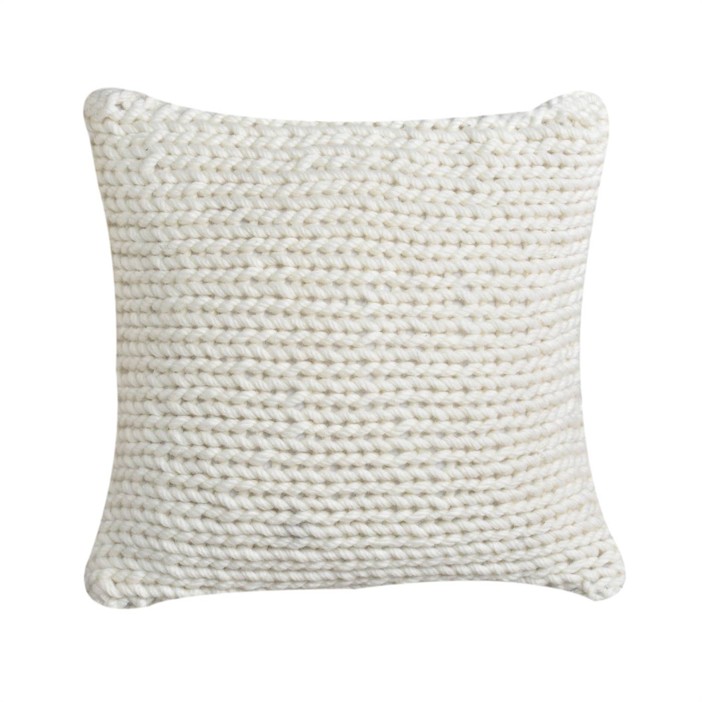 Wonore Cushion, 45x45 cm, Natural White, NZ Wool, Hand Knitted, Hm Knitted, Flat Weave