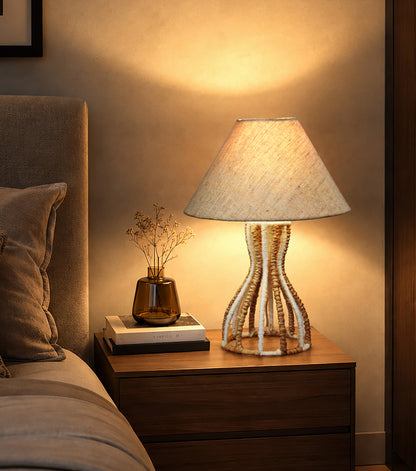WOODARA LAMP - NATURAL/IVORY - HAND MADE - JUTE/WOOL